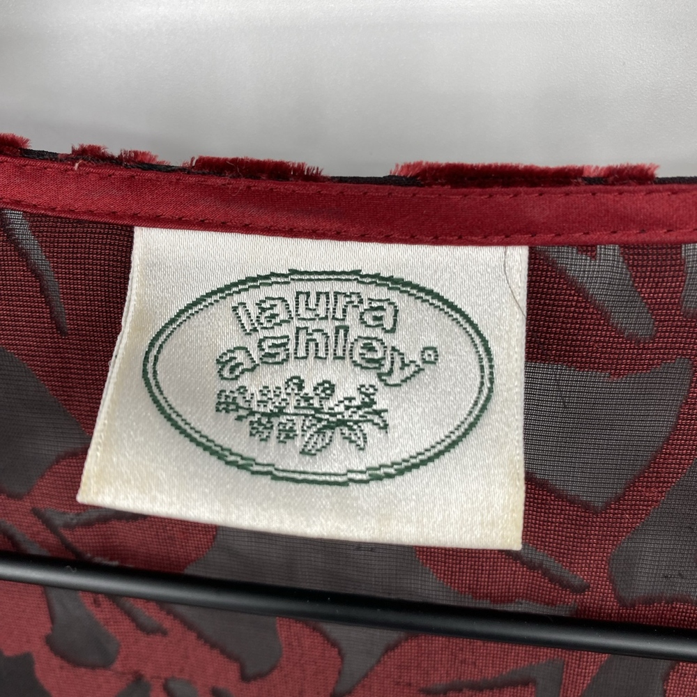 Laura‎ Ashley Cardigan Womens Medium Burgundy Vintage 90s Velvet Burnout Floral - Picture 4 of 12